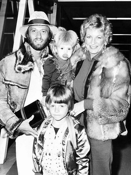 The Bee Gees pop group 1982 Maurice Gibb and wife Yvonne and children Samantha