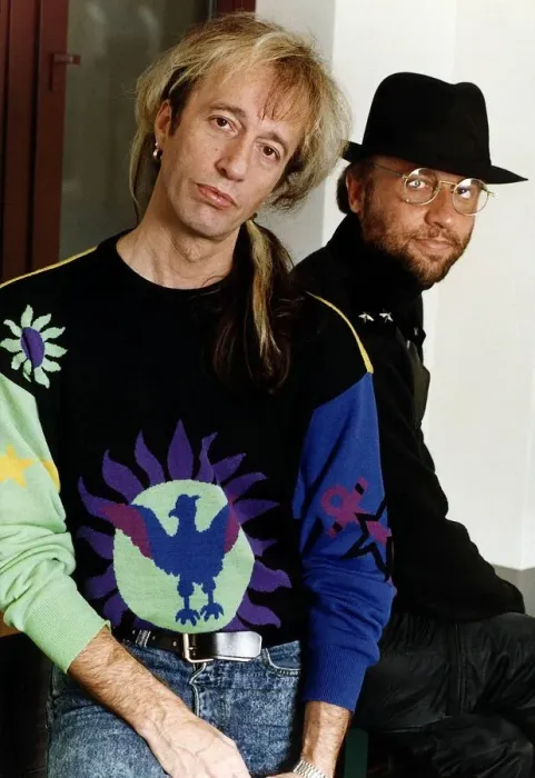 Framed Print : Bee Gees Pop Group members brothers Maurice Gibb & Robin Gibb