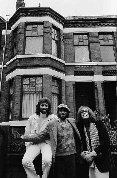 The Bee Gees return home to Manchester November 1981. Pictured outside