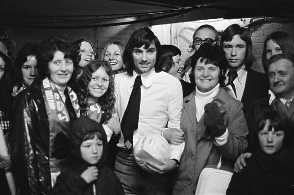 Belfast Ladies Football team with George Best. 29th April 1972
