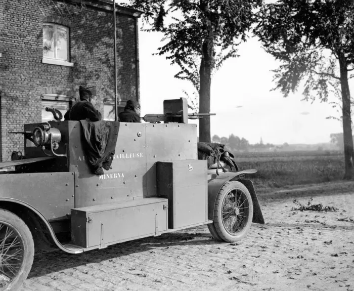 Framed Print : Belgian armoured car seen in action during the Battle of Audeghem September 26th 1914 Framed Print : Belgian armoured car seen in action during the Battle of Audeghem September 26th 1914
