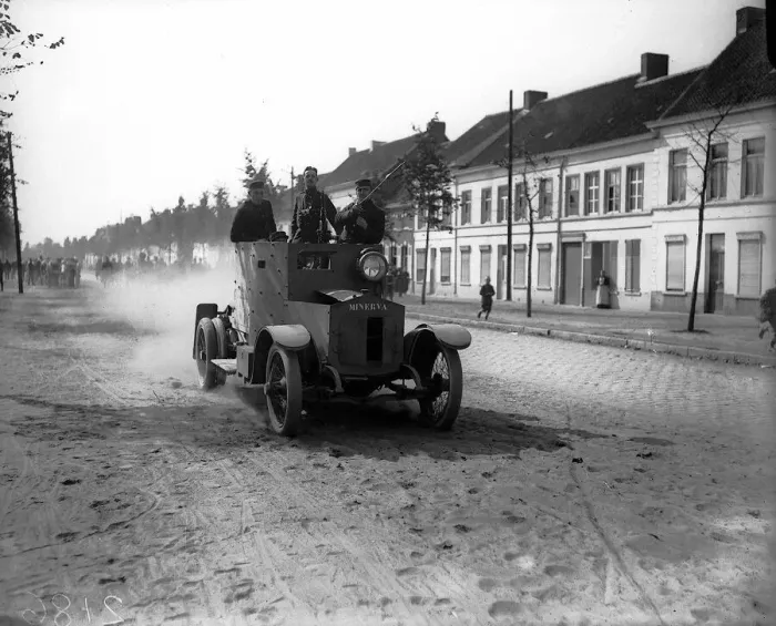 Framed Print : Belgian Armoured car during World War One. 1914