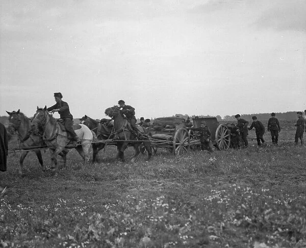 Belgian artillery retreating during a sortie from Antwerp to Malines