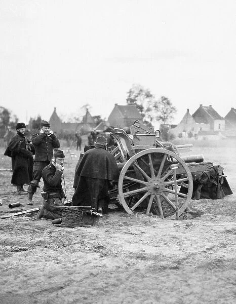 A Belgian field gun in action during the Battle of Hofstade
