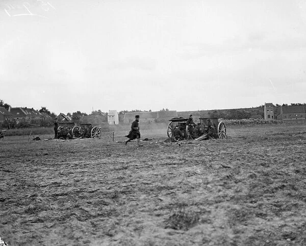 A Belgian field guns in action during the Battle of Hofstade