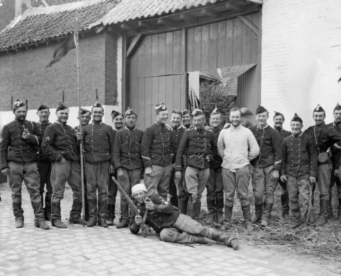 Framed Print : Belgian Lancers pose for the camera. Circa August 10th 1914 Framed Print : Belgian Lancers pose for the camera. Circa August 10th 1914