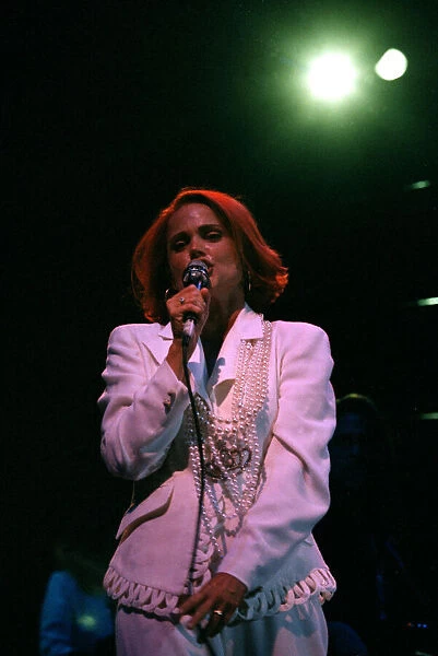 Belinda Carlisle May 1990 Singer performing in concert on stage singing