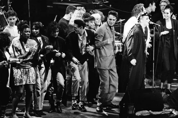 Framed Print : Ben Volpeliere-Pierrot and Boy George performing at the Stand by Me