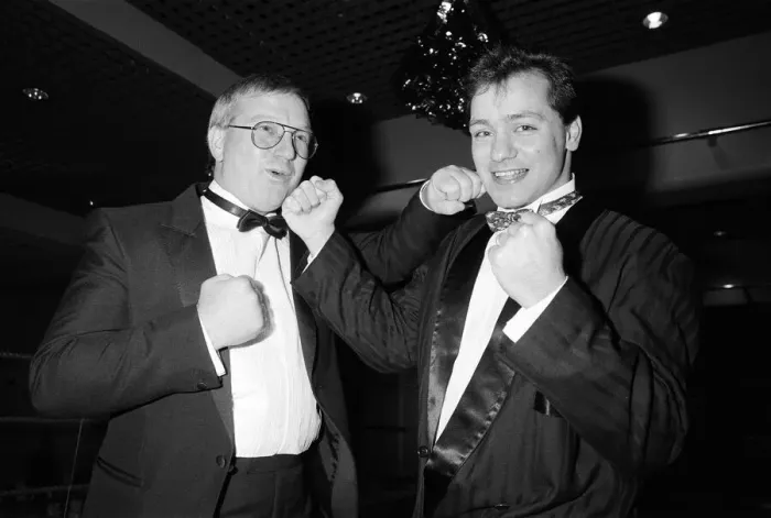 Framed Print : A benefit evening for Kostas Petrou (right) at The Albany saw him shaping up to Paddy