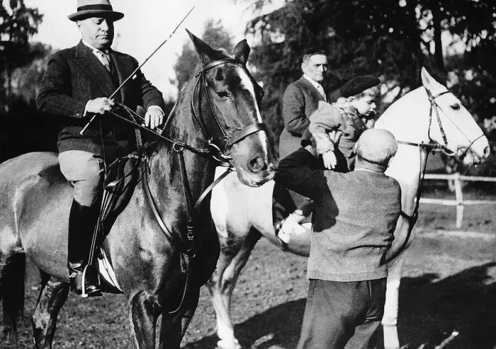 Framed Print : Benito Mussolini former Italian Presidential dictatro taking his morning ride