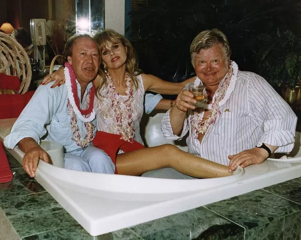 Benny Hill Comedian in bathtub with Dennis Kirkland and Britt Ekland