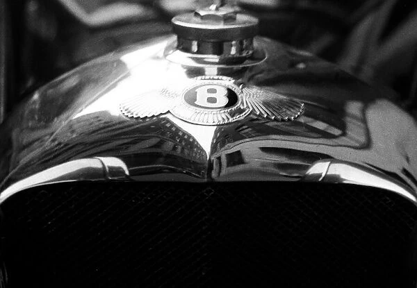 Bentley emblem seen on the bonnet of a 1928 Bentley Speed 6. 26th April 1955