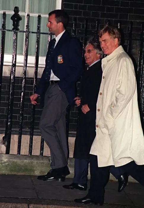  : Bernie Ecclestone head of Formula One arriving at Sportsman party at 10 Downing Street