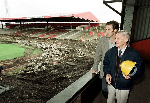 Bernie Slaven and Wilf Mannion watch as Ayresome Park, the home of Middlesbrough F