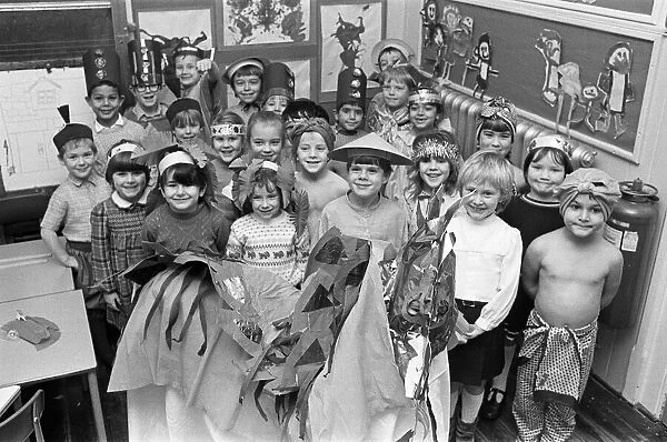 Berry Brow School Pantomime Aladdin, pictures of Aladdin and Genie. 14th December 1985