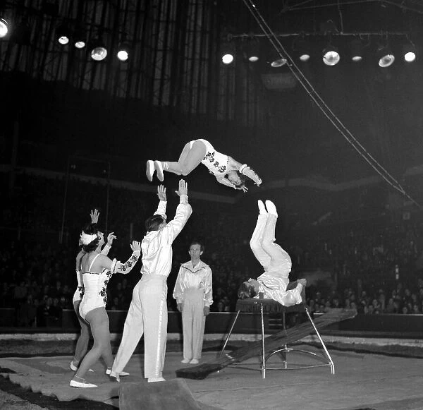 Bertram Mills Circus - acrobats tumbling December 1957