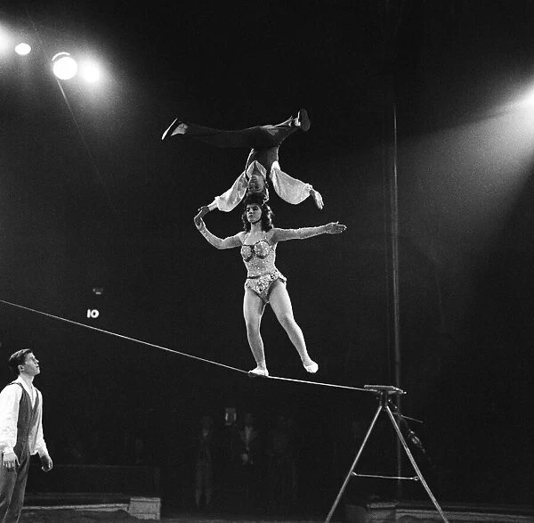Bertram Mills tightrope act. 18th December 1958