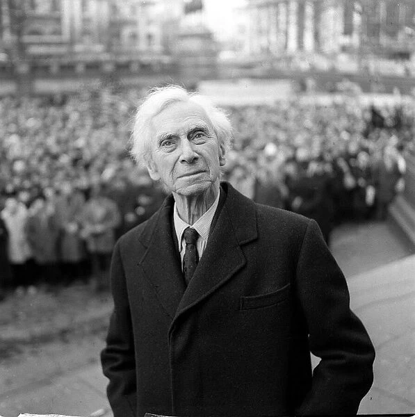 Bertrand Russell Februray 1962 Pictured at a Ban the Bomb meeting in Trafalgar
