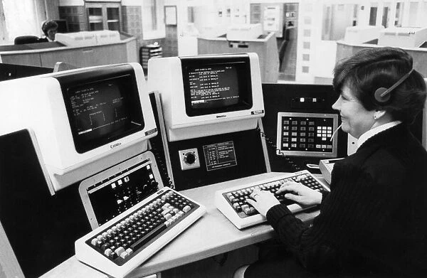 Beryl Warner in the Control Room at Cambridge Fire Station, 3rd March 1986