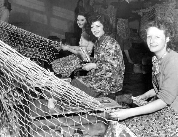 Betty Knaggs, Betty McHugh and Vera Eagan, net makers at a North Shields works in 1953