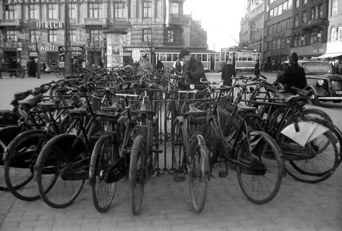 Framed Print : Bicycles in Copenhagen, Denmark December 1946 Framed Print : Bicycles in Copenhagen, Denmark December 1946