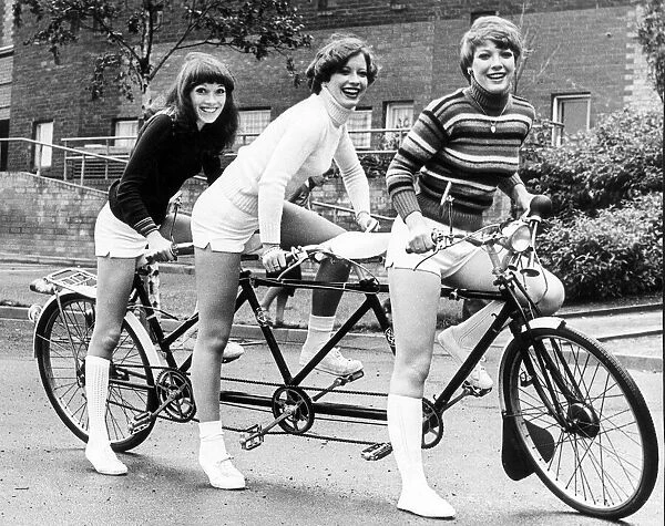 Bicycles - Liz, Denise and Janice, three Evening Chronicle Promotion girls show that