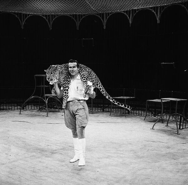 Big cat act at Bertram Mills Circus. 19th December 1958