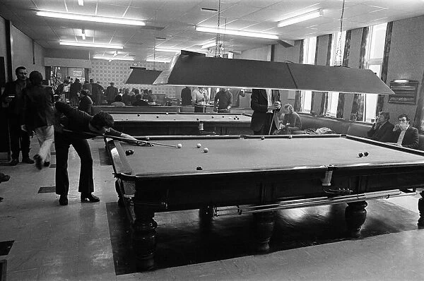 The billiards room at Eston Institute, a social club in Middlesbrough. May 1974