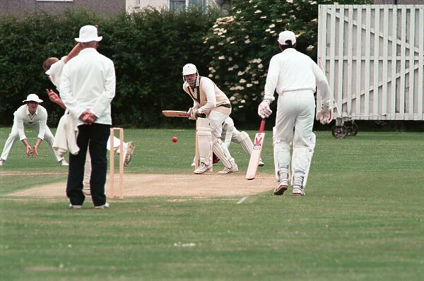 Billingham Synphonia V Marske, cricket at Billingham. Billingham batsman Dennis Wing in