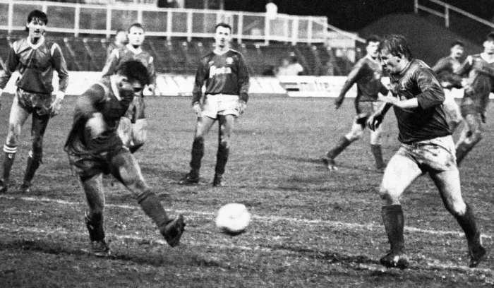 Framed Print : Billingham Synthonia Football Team, in action, 24th April 1989 Framed Print : Billingham Synthonia Football Team, in action, 24th April 1989