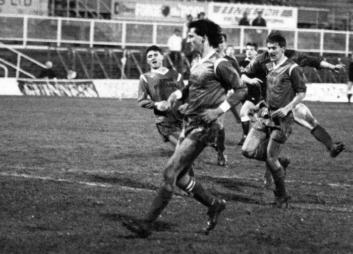 Framed Print : Billingham Synthonia Football Team, in action, 24th April 1989 Framed Print : Billingham Synthonia Football Team, in action, 24th April 1989
