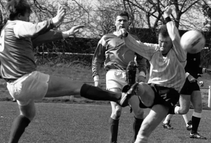 Framed Print : Billingham Synthonia Football Team, in action, 15th April 1989 Framed Print : Billingham Synthonia Football Team, in action, 15th April 1989