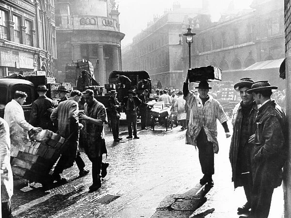 Billingsgate fish market, London circa 1935