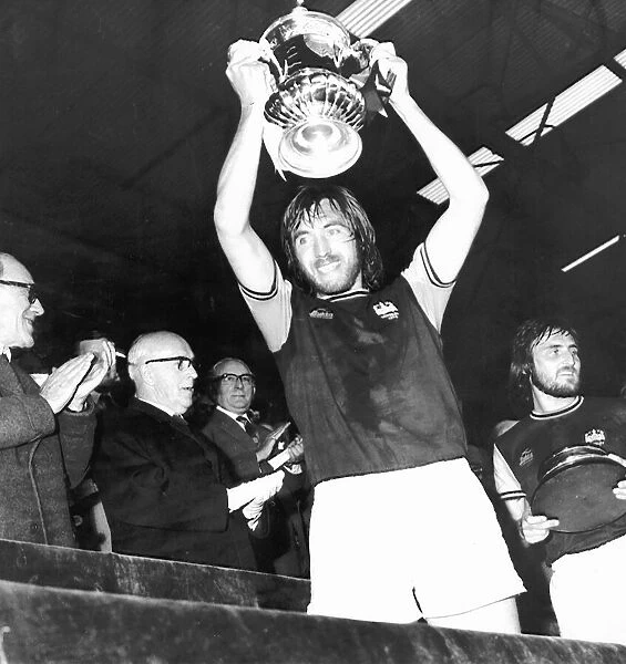 Billy Bonds West Ham captain lifts the FA Cup 197 at Wembley after West Ham had