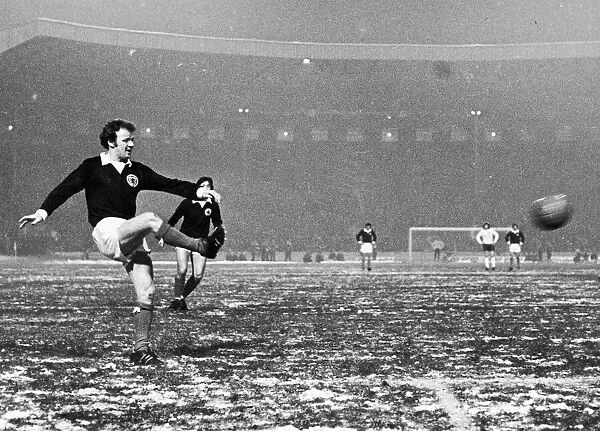 Billy Bremner of Scotland attempts a shot on goal during their five nil defeat to England