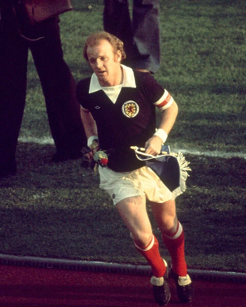 Billy Bremner Scotland captain at the start of their World Cup match again Brazil 18th