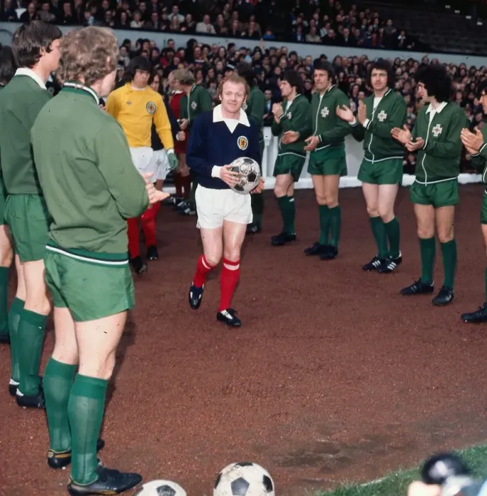 Framed Print : Billy Bremner Scotland football captain 1974 Leads out team against Northern Framed Print : Billy Bremner Scotland football captain 1974 Leads out team against Northern