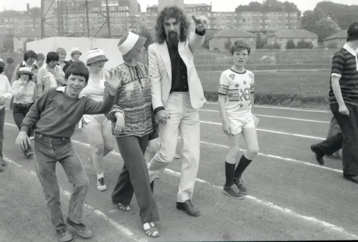 Framed Print : Billy Connolly, Charity Walk, Scotstoun, Glasgow, Scotland, 9th June 1982 Framed Print : Billy Connolly, Charity Walk, Scotstoun, Glasgow, Scotland, 9th June 1982