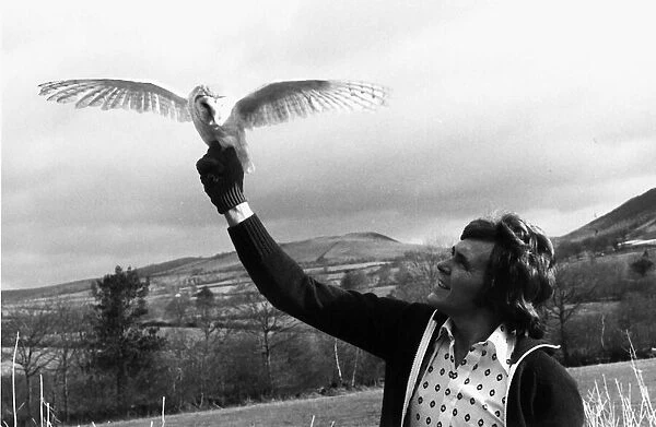 Billy Fury British pop singer with owl 1977