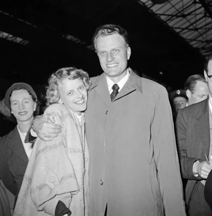 Framed Print : Billy Graham, the evangelist, arrived in London tonight after his successful Scottish