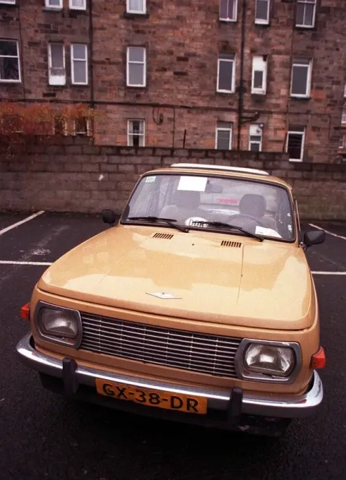 Framed Print : Bilwerk motor car East German December 1997 Edinburgh car park Road Record Framed Print : Bilwerk motor car East German December 1997 Edinburgh car park Road Record