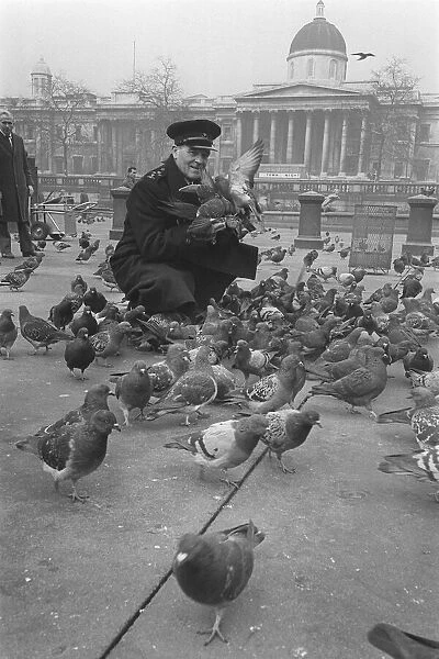 Birds Pigeons Trafalgar Square London November 1962 RSPCA Chief Inspector Bill