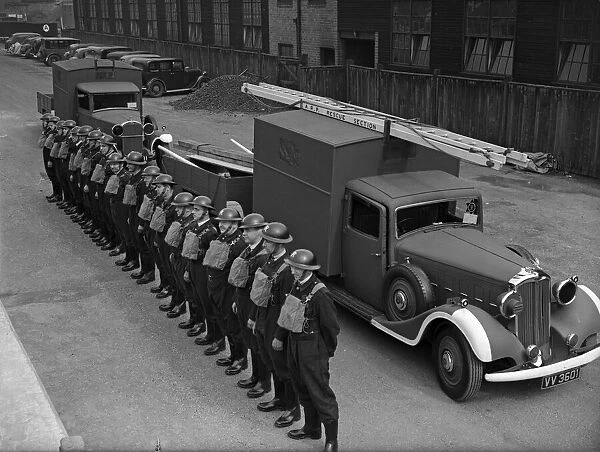 Birmingham A. R. P. Rescue drivers and attendants in their new uniforms at the Central Car