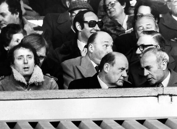 Birmingham City football manager Ron Saunders chats with vice chairman Jack Wiseman at St