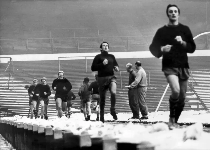 Framed Print : Birmingham City team training at St Andrews but conditions were so bad they moved indoors
