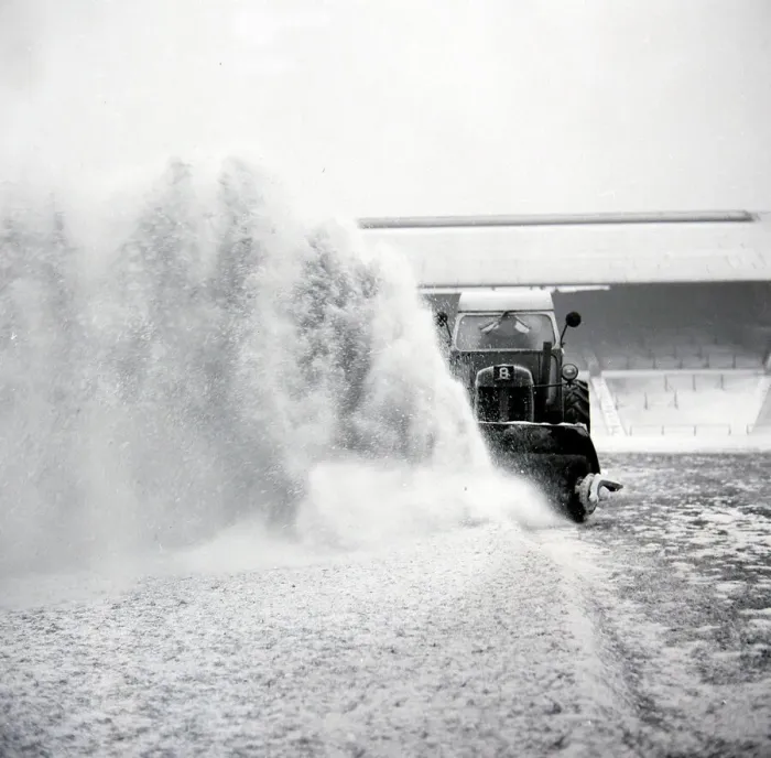 Framed Print : Birmingham grounds staff seen here clearing snow from the pitch at St Andrews in January Framed Print : Birmingham grounds staff seen here clearing snow from the pitch at St Andrews in January