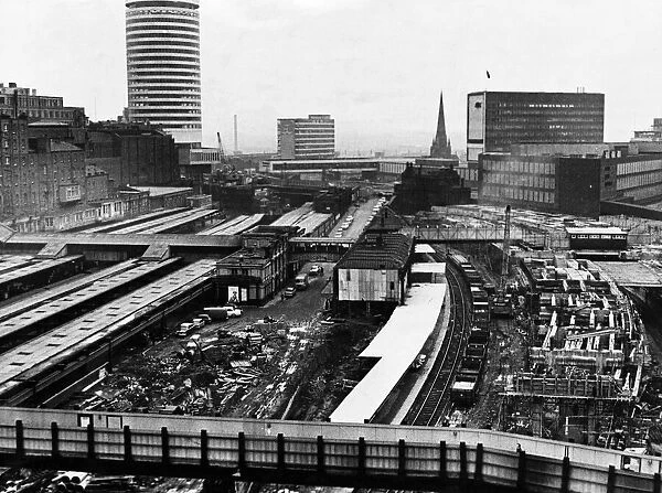 Birmingham New Street Station under reconstruction. Birmingham, West Midlands. Circa 1965