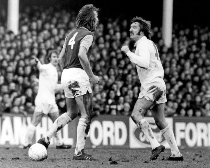 Framed Print : Birminghams Gerry Pendrey (right) squares up to West Ham Framed Print : Birminghams Gerry Pendrey (right) squares up to West Ham