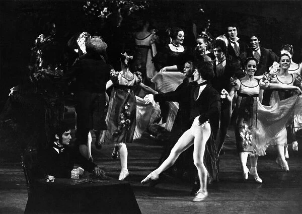 The birthday party scene from John CrankoIs ballet nOnegini presented by the Stuttgart