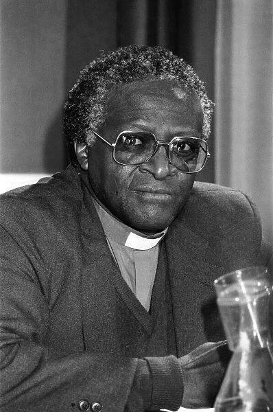 Bishop Desmond Tutu at Kings College during a press conference